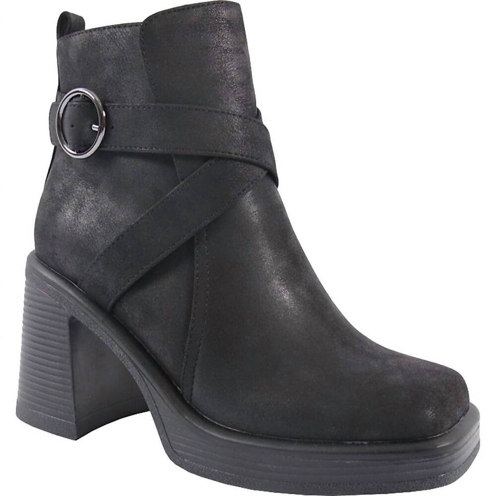 NEW JELLYPOP women's eugenie block-heel booties in black distress